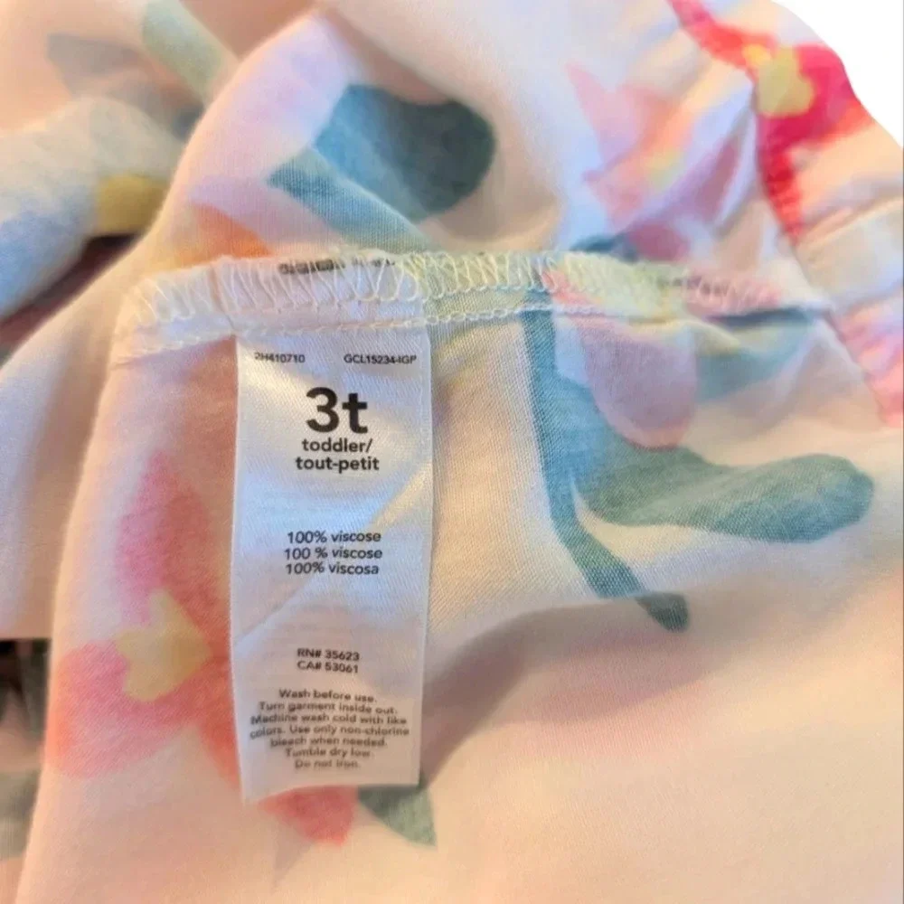 Carter's Baby Girl Cotton White Floral Flutter Dress Size 3T Spring